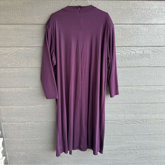 Vtg Silhouettes Maxi Dress Dress Women Plus Sz 4X Long Sleeve Plum USA Lagenlook - Picture 2 of 9